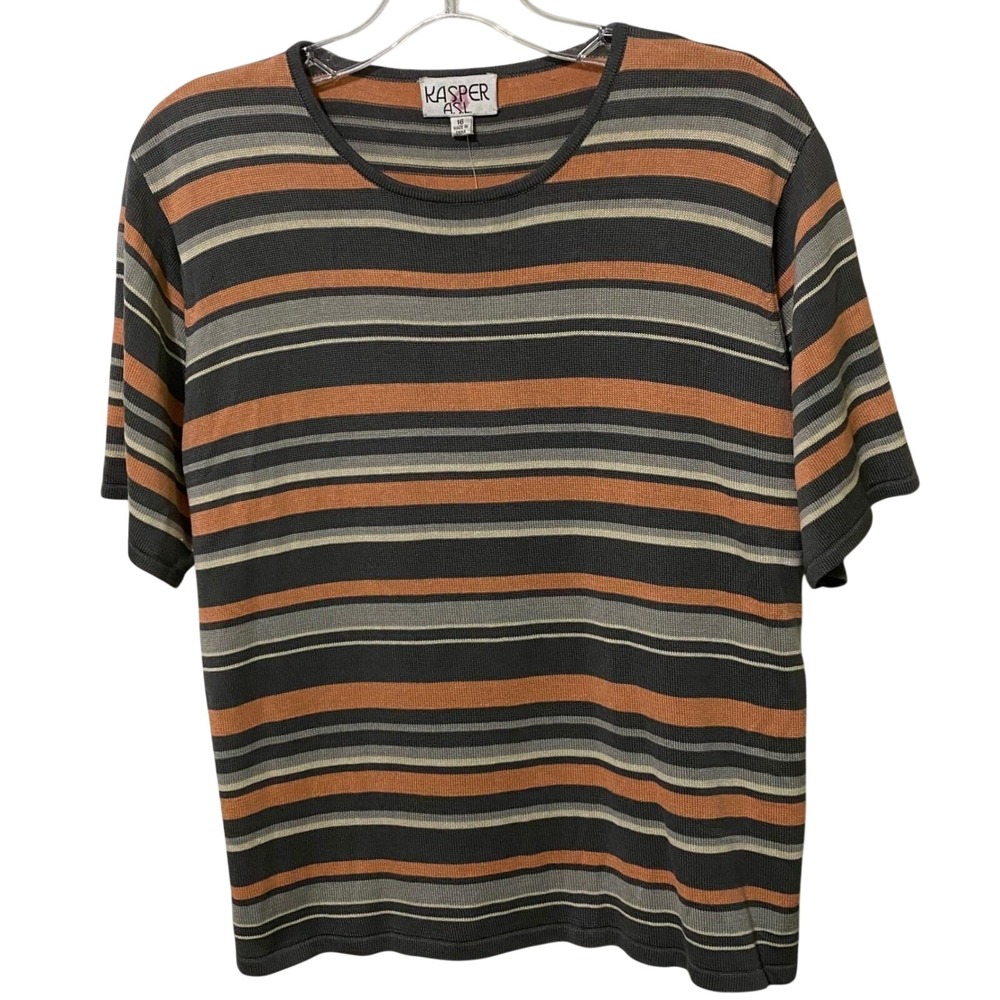 Vtg 90s Silk Striped Knit Top Quiet Luxury Old Money‎ Preppy Collegiate Scandi